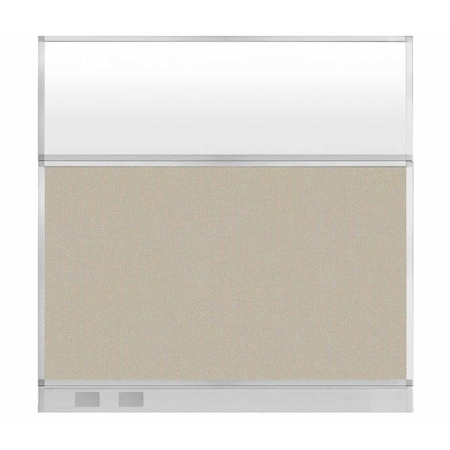 Versare Hush Panel Configurable Cubicle Partition 6' x 6' Sand Fabric Frosted Window w/ Cable Channel 1856345-3